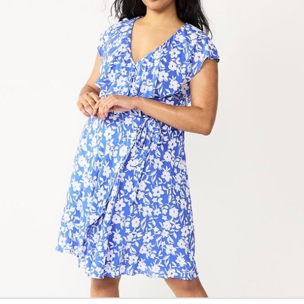 DRAPER JAMES RSVP Ruffle Wrap Dress Small - Picture 2 of 11